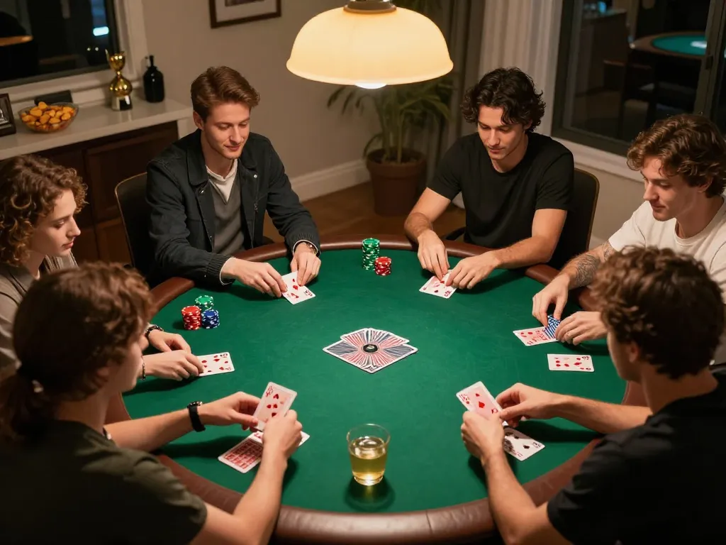 Jun88 poker night with friends, showcasing lively gameplay and camaraderie.