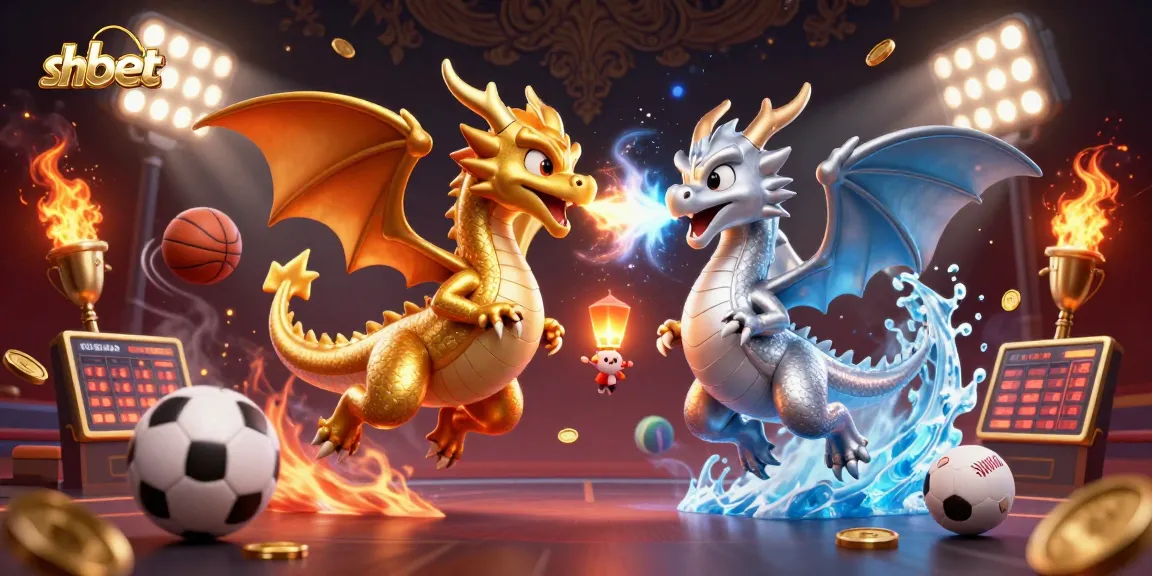 Engage with sh bet’s thrilling dynamic scene of gold and silver dragons amidst betting excitement.