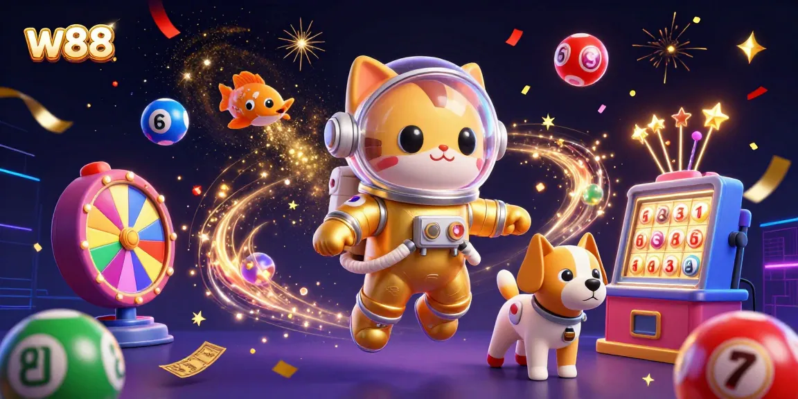 Catch exciting action with w88 slots featuring golden space elements and vibrant gambling game effects.