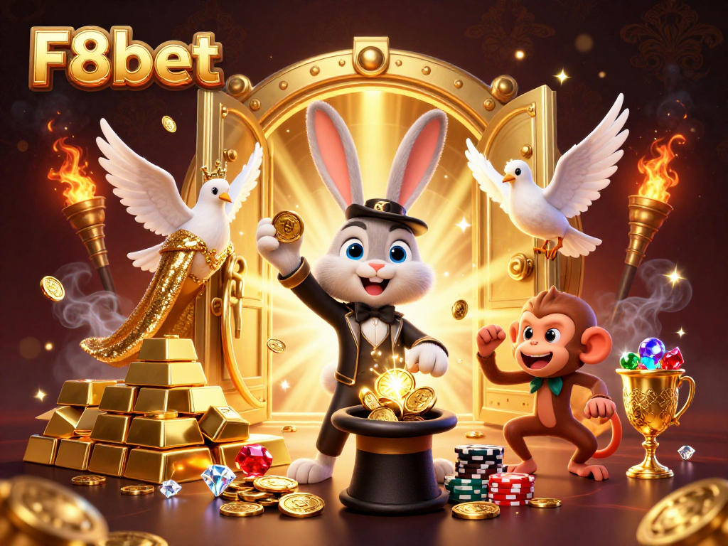Experience the thrill of F8bet with our vibrant casino illustration featuring dynamic characters.