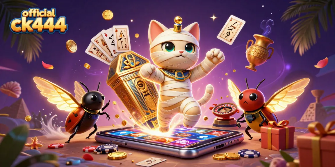 Spin to win with official ck444 in this vibrant casino-themed illustration featuring exciting gaming elements.