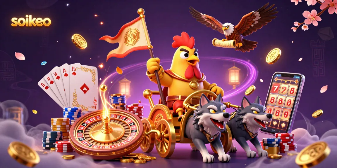 Experience thrilling soikeo action with our vibrant 3D casino illustration featuring gaming elements.