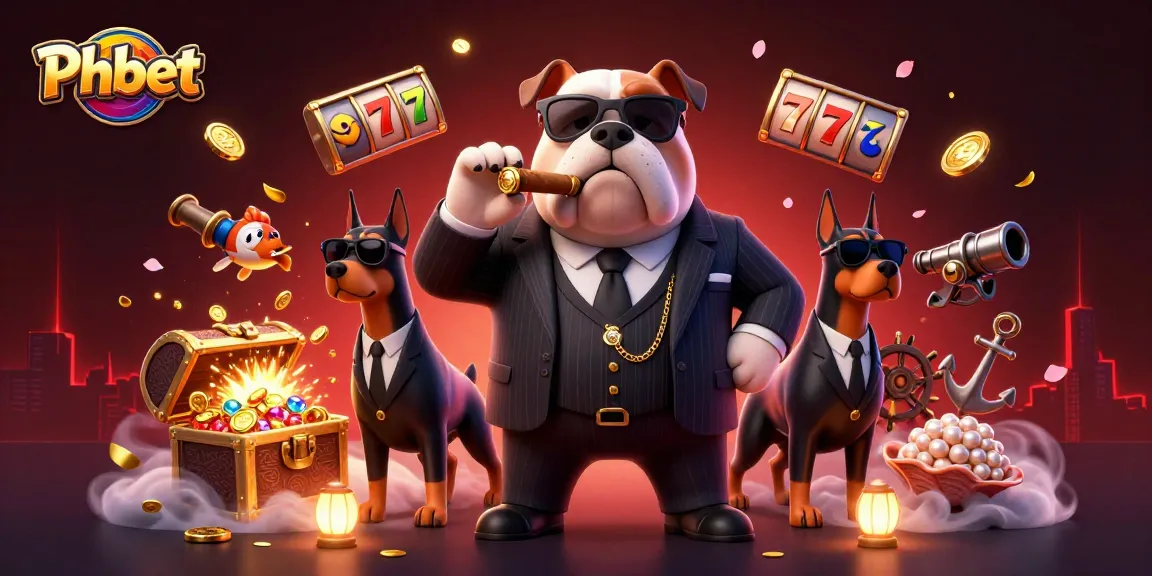 Experience thrilling gaming action with Phbet, featuring mafia characters amidst vibrant casino elements.