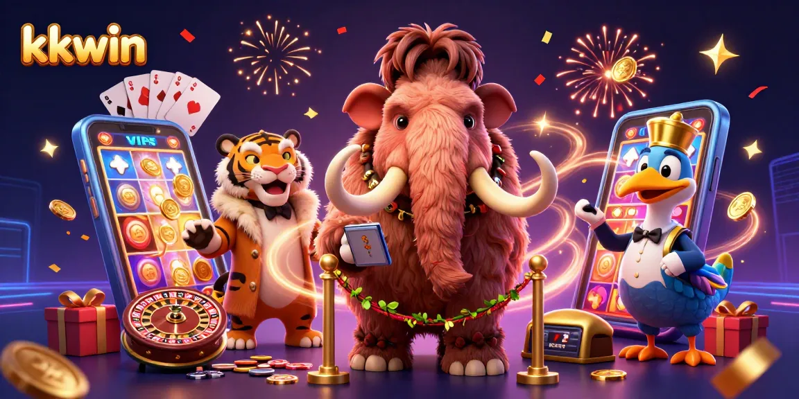 Spin lucky reels and win big at kkwin casino with vibrant characters and dynamic scenes.