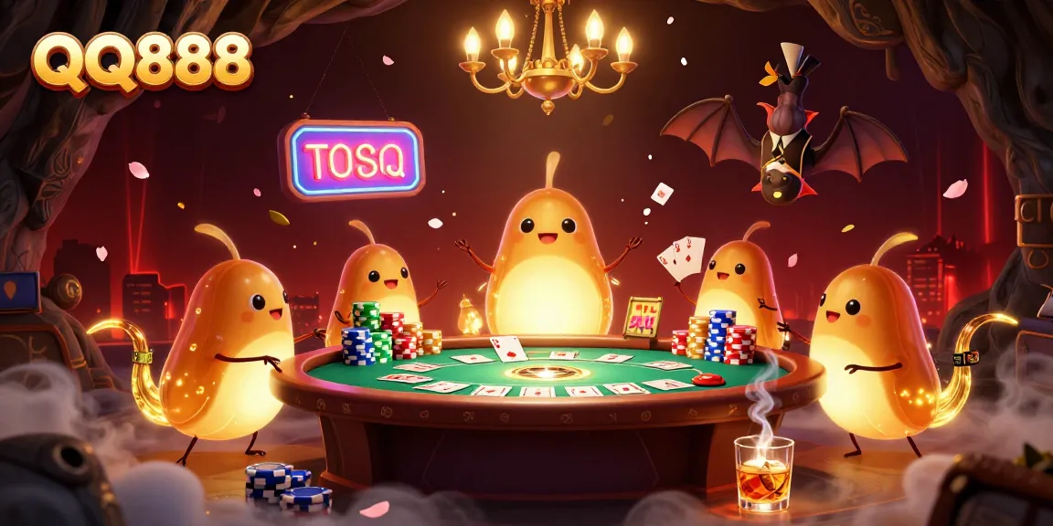 Experience thrilling poker action at QQ888 with vibrant glowworms lighting up a cave casino.