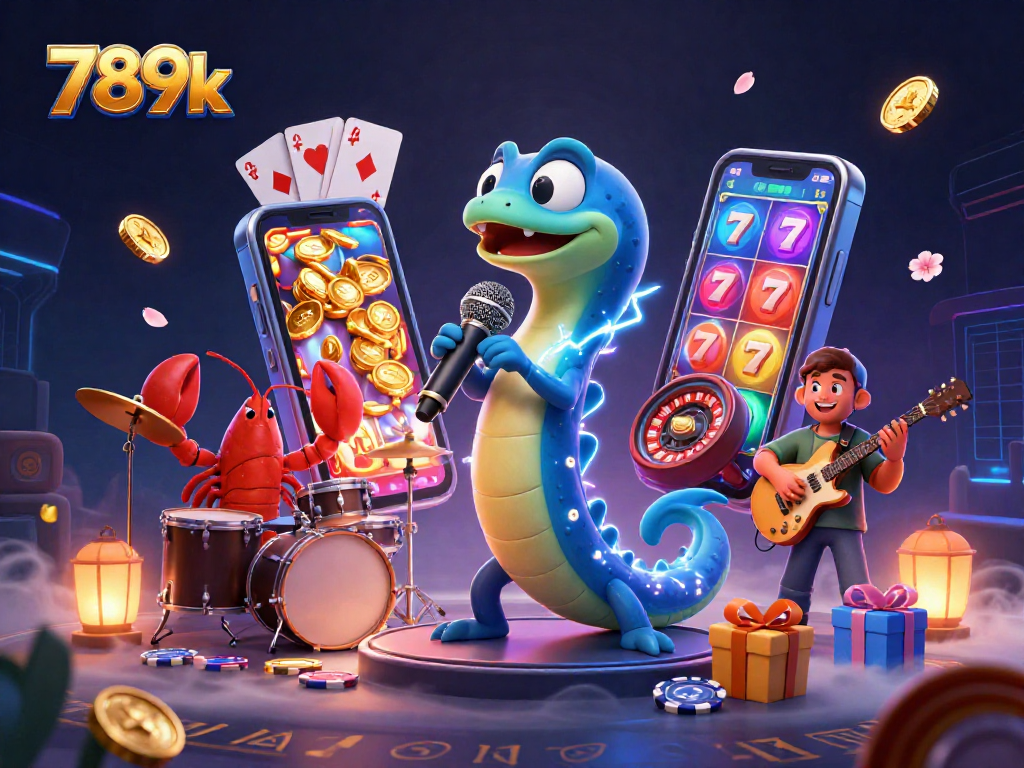 Engage with 789k's vibrant underwater casino scene featuring electric eel DJ and exciting game elements.