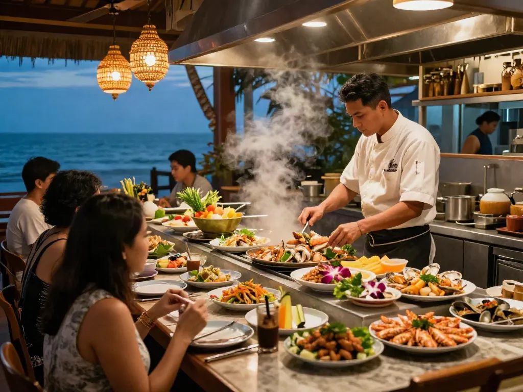 Experience rokok88 link in Tarachan Huahin's lively seafood restaurant scene.