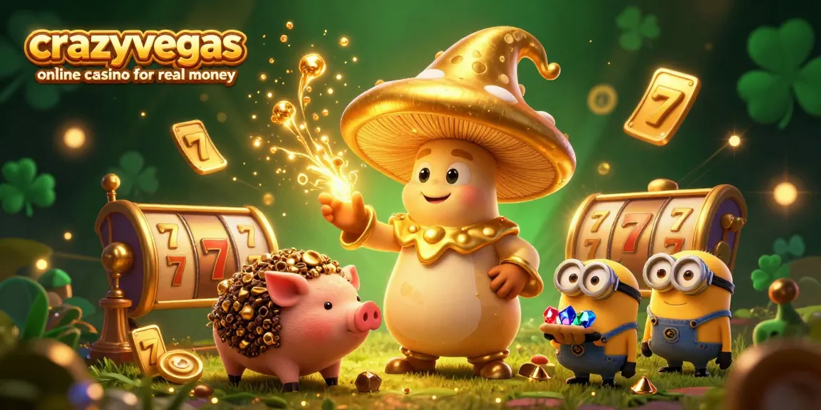 Experience the magic of crazyvegas online casino for real money with vibrant characters and dynamic casino elements.
