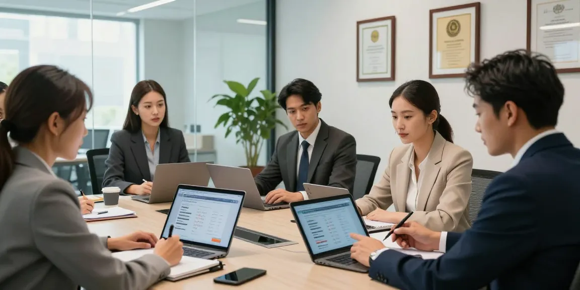 Compare business mobile deals UK with professionals collaborating in a modern office environment.