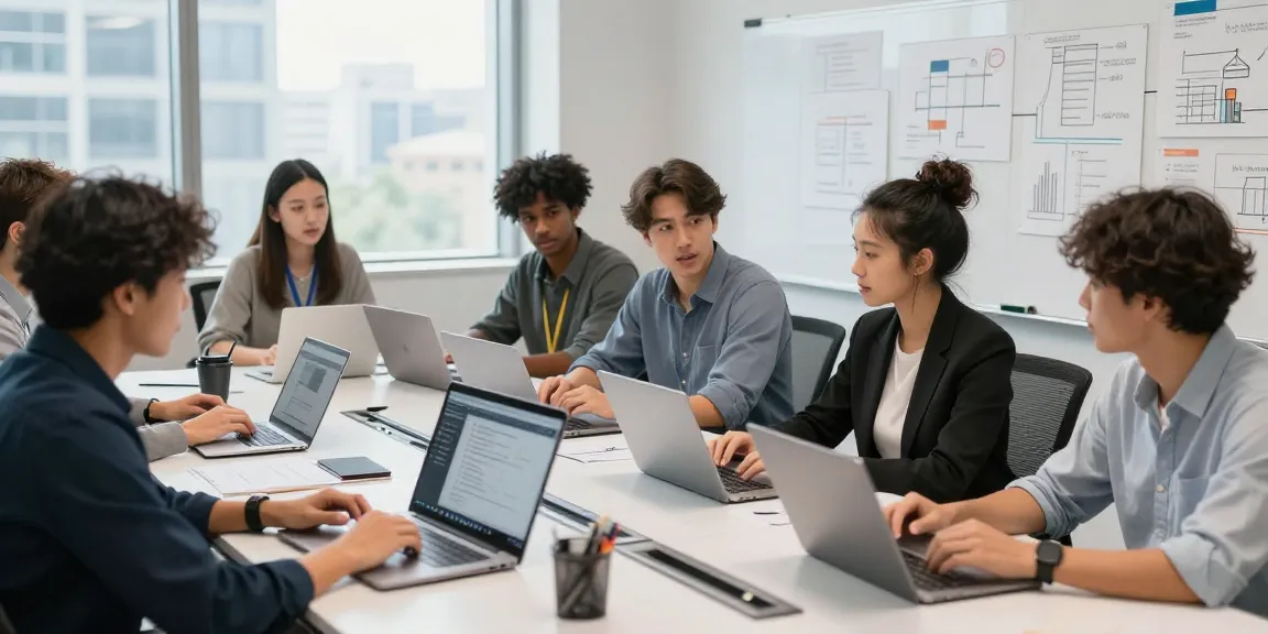 Collaboration scene showcasing small business IT support solutions in a modern office environment.