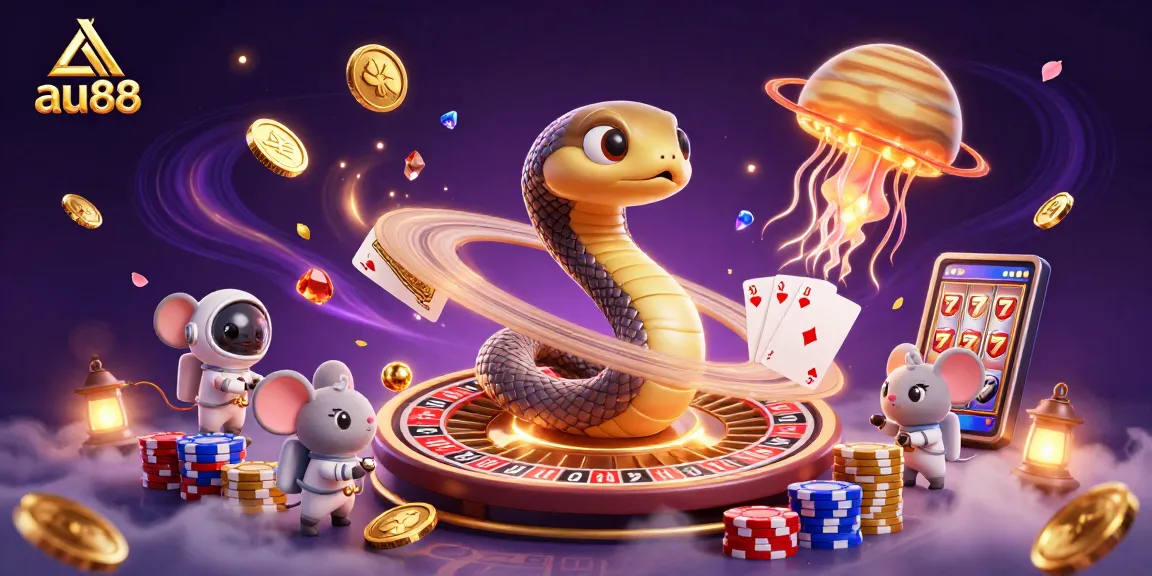 Experience thrilling bets with au88 as a cosmic dealer engages players in a vibrant casino world.